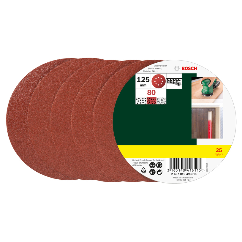 BOSCH, EX К-Т 25 ШКУРКИ 125MM K80 BOSCH, EX К-Т 25 ШКУРКИ 125MM K80