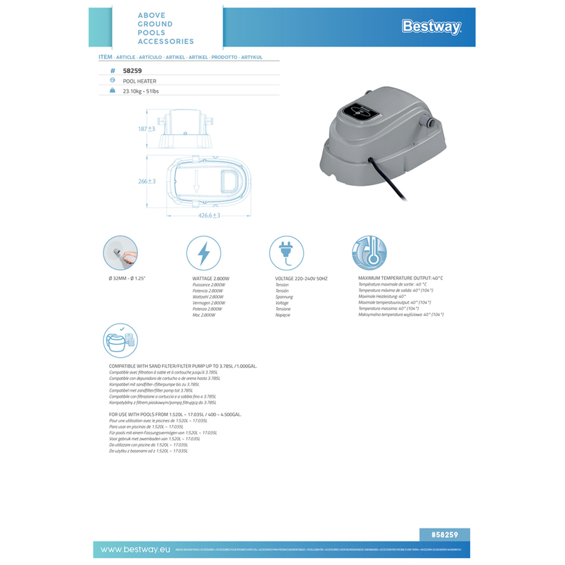 ЕЛ.НАГРЕВ.ВОДА ЗА БАСЕЙН 58259 ЕЛ.НАГРЕВ.ВОДА ЗА БАСЕЙН 58259