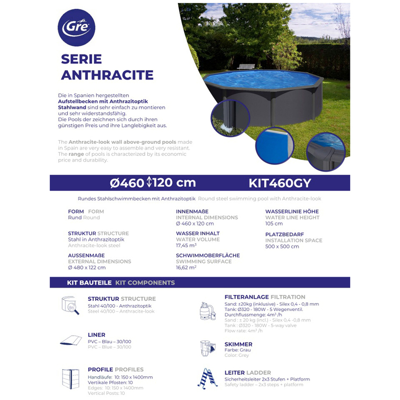 #БАСЕЙН КРЪГ ИМИТАЦИЯ ГРАФИ Ф460х120 @@@ #БАСЕЙН КРЪГ ИМИТАЦИЯ ГРАФИ Ф460х120 @@@