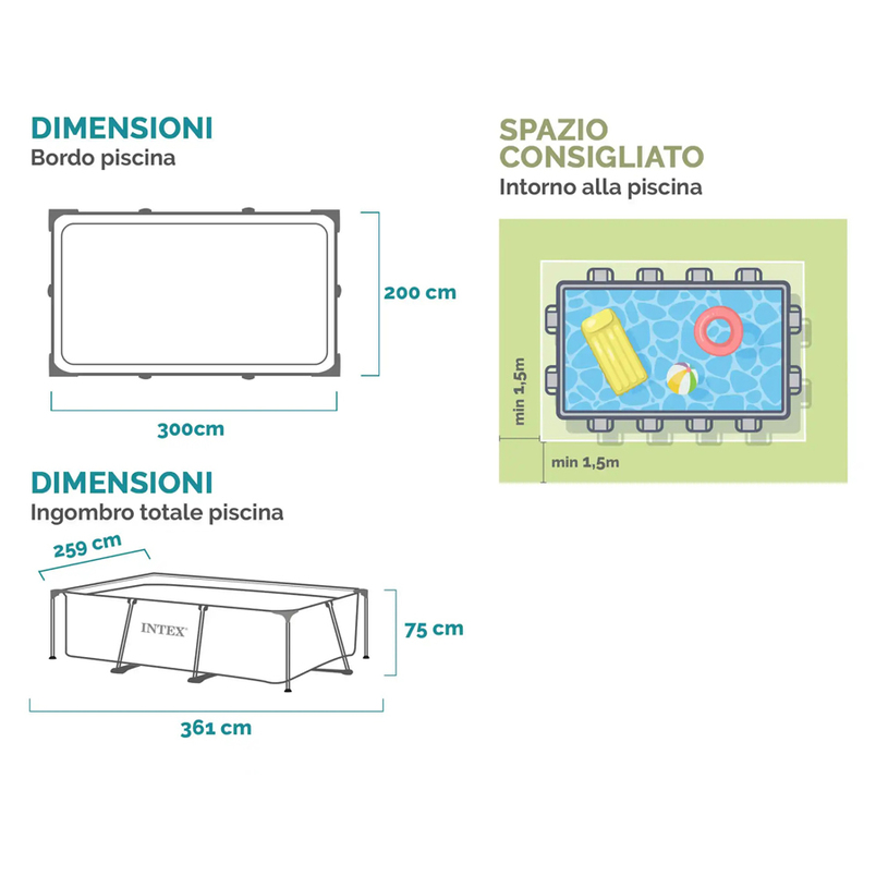 БАСЕЙН МЕТ РАМКА 300x200x75СМ 28272NP БАСЕЙН МЕТ РАМКА 300x200x75СМ 28272NP
