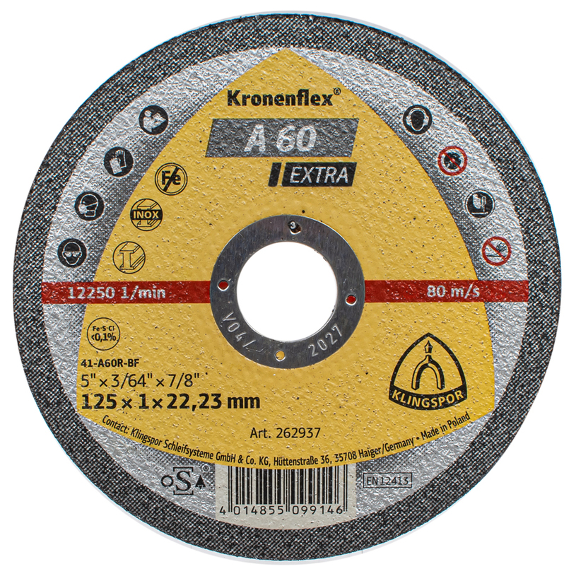 KLINGSPOR ДИСК ЗА INOX 125X1 KLINGSPOR ДИСК ЗА INOX 125X1