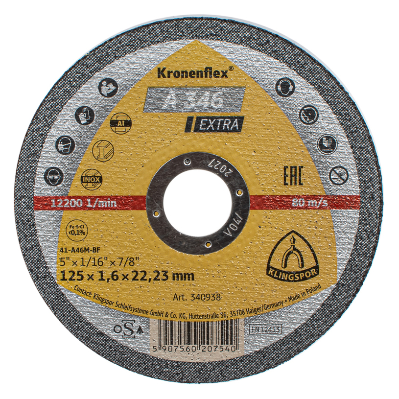 KLINGSPOR ДИСК ЗА INOX 125X1,6 KLINGSPOR ДИСК ЗА INOX 125X1,6