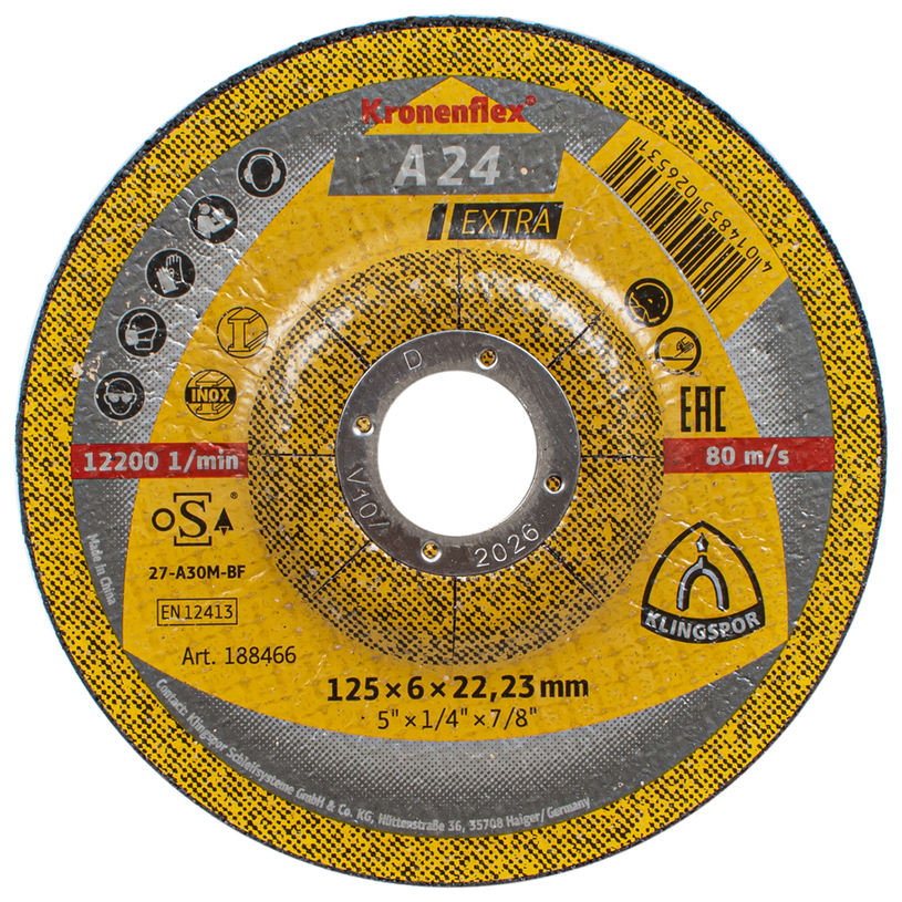 KLINGSPOR ДИСК ЗА ШЛАЙФАНЕ МЕТ.125X6 KLINGSPOR ДИСК ЗА ШЛАЙФАНЕ МЕТ.125X6