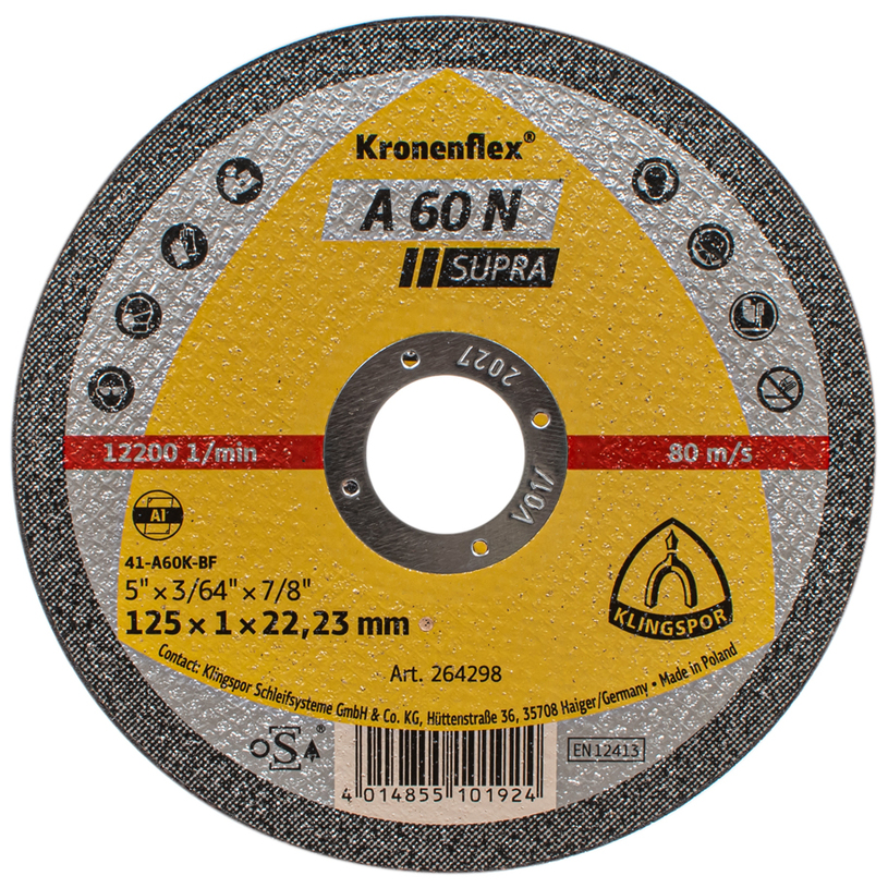 KLINGSPOR ДИСК ЗА РЯЗ.НА АЛУМ.125X1 KLINGSPOR ДИСК ЗА РЯЗ.НА АЛУМ.125X1