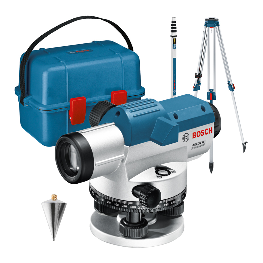 Ready to work: tripod, measuring rod and plumb bob included