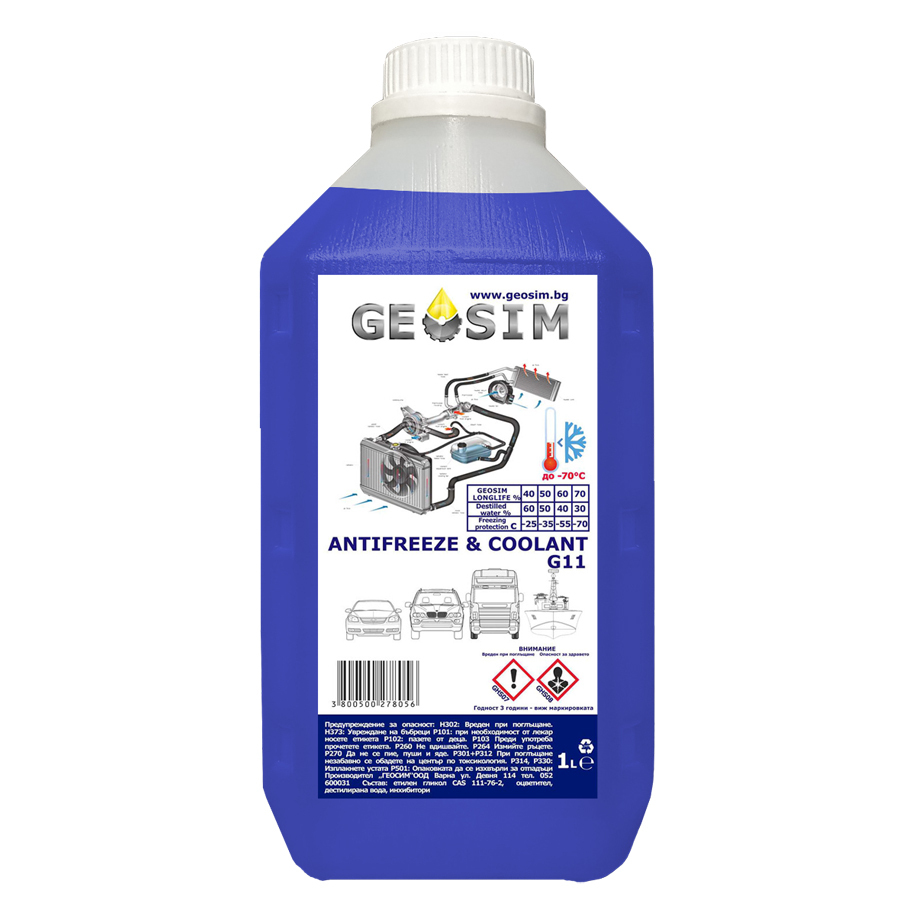 Антифриз GEOSIM G11 концентрат -70°C, 1 L, син