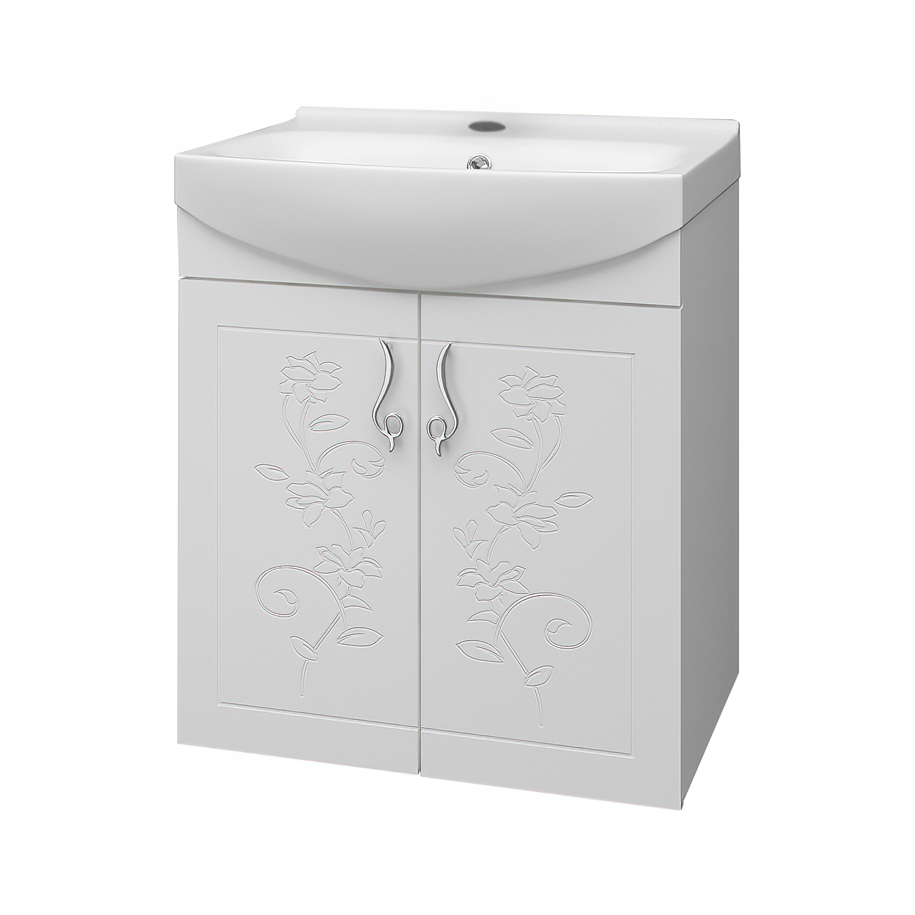 GERA CVETI 50 Bathroom Vanity Unit with Basin, PVC, White, 50 cm