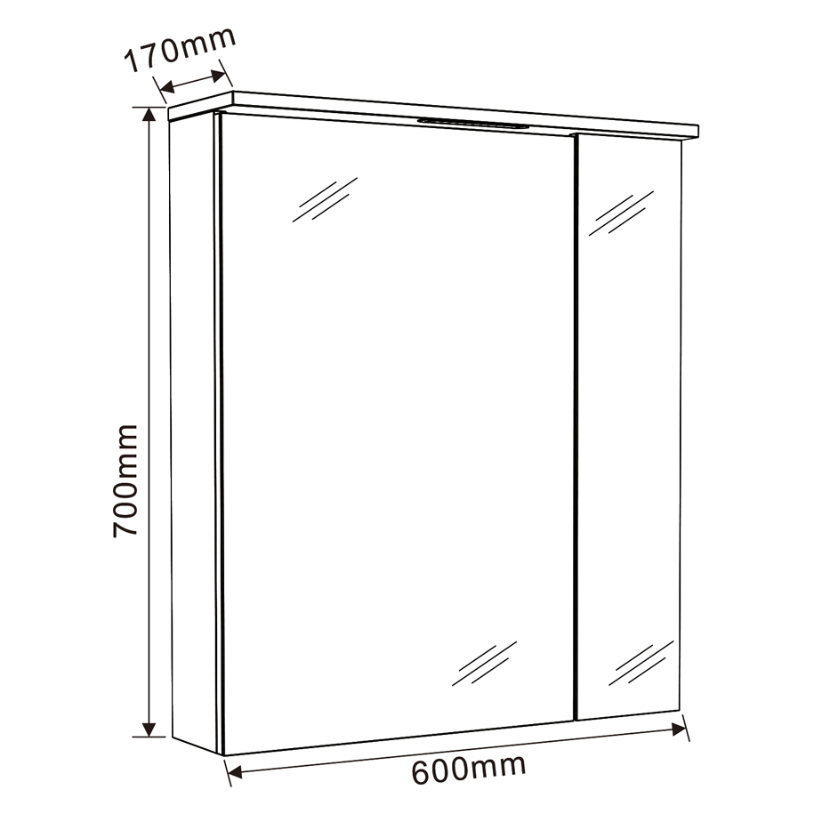 INTER CERAMIC MONZA 60 cm Bathroom Mirror Cabinet with LED Light