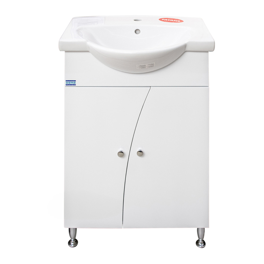 GERA FLORANS 60 Bathroom Vanity Unit with Basin, White PVC, 60x45x85 cm