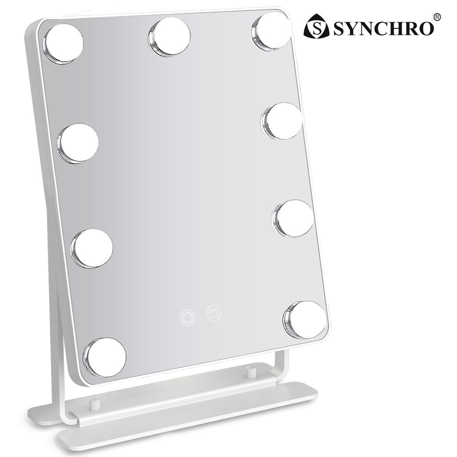 SYNCHRO HOLLYWOOD 34x38 LED Makeup Mirror with White PVC Frame