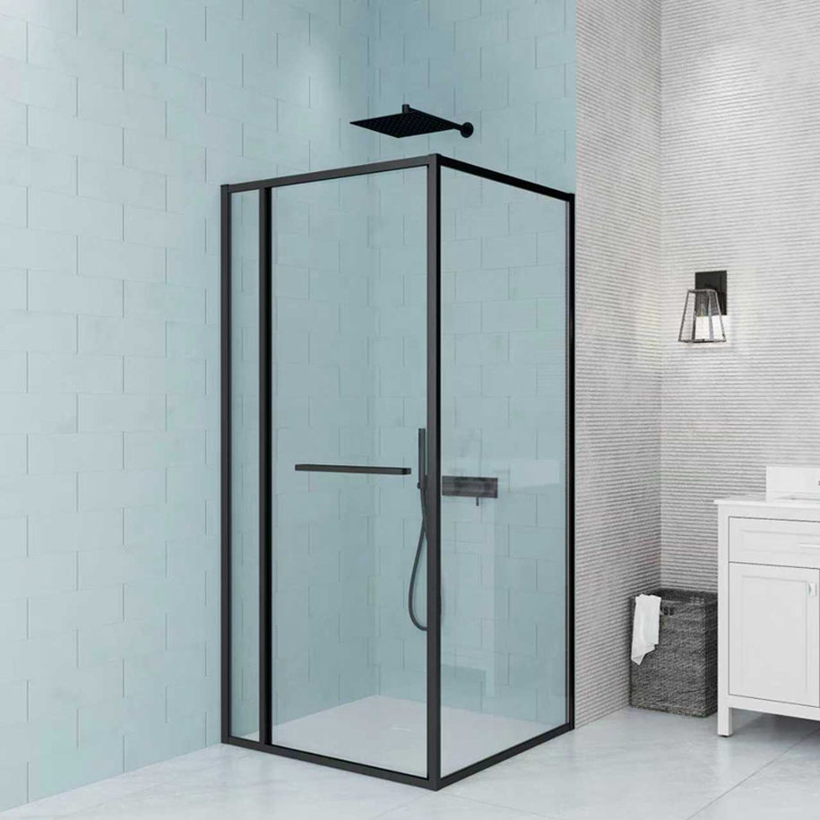 Душ кабина INTER CERAMIC GRAZIANA 90x90 cm, черен мат, прозрачно стъкло 6 mm