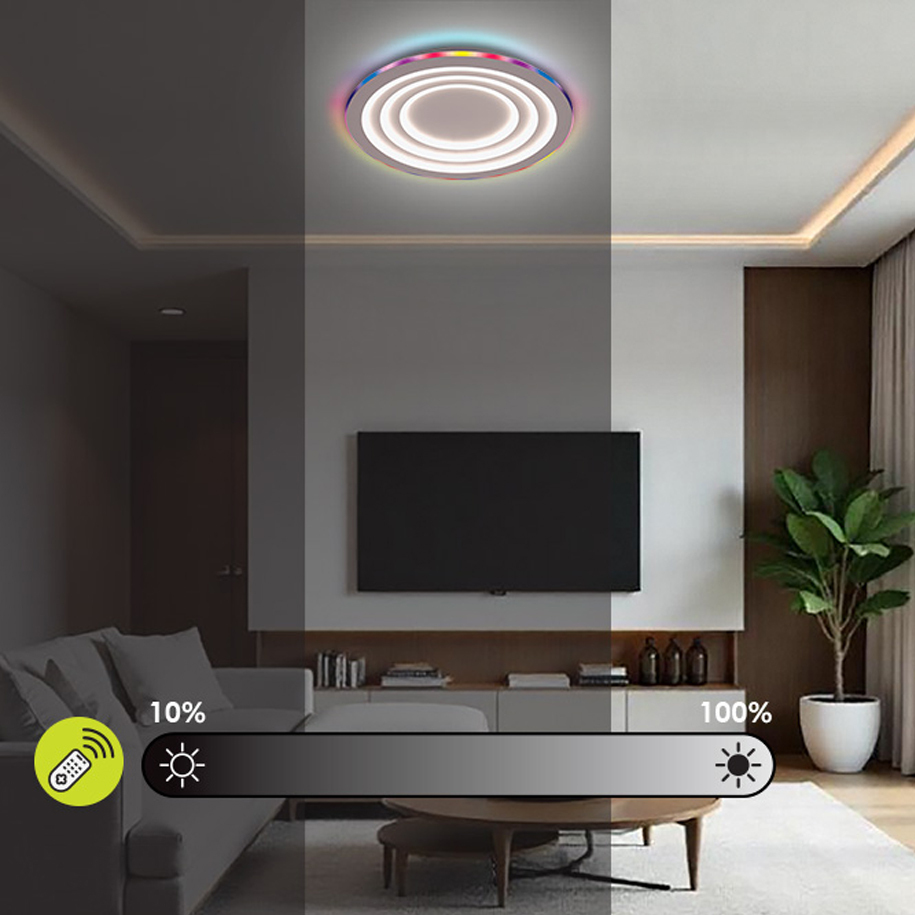 LED плафониера VIVALUX DALIA LED 80W RGB+CCT 3000-6000K 4635 lm Ø480 mm с дистанционно, бяла