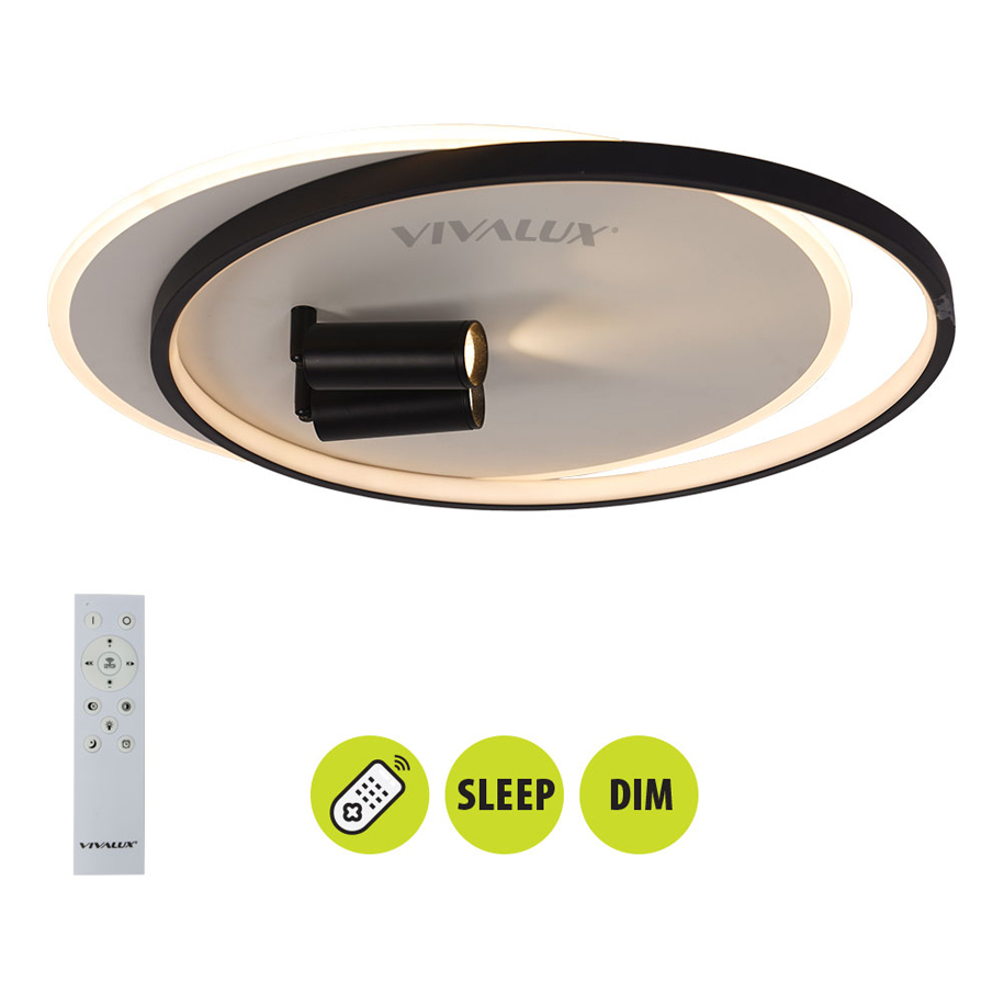 LED плафон VIVALUX ARAGON LED 86W, 3000-6000K, 5282 lm, бял/черен, с дистанционно управление