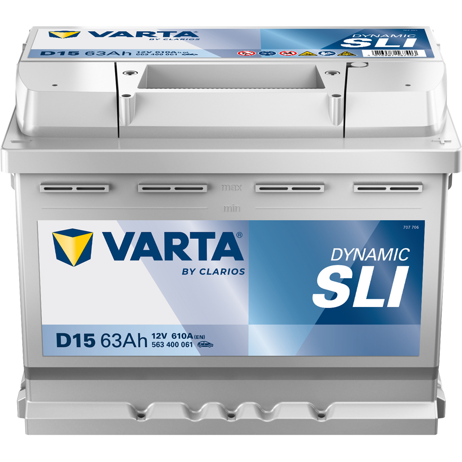 VARTA Dynamic SLI Car Battery 63 Ah / 610 A, 12 V