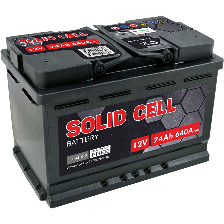 SOLID CELL 74 Ah 12 V Car Battery, 640 A Cranking Current