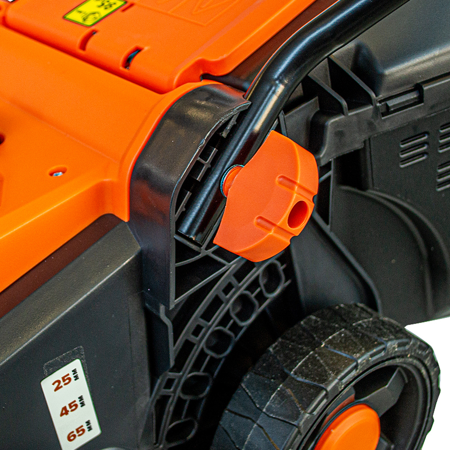 Central height adjustment from 25 to 65 mm