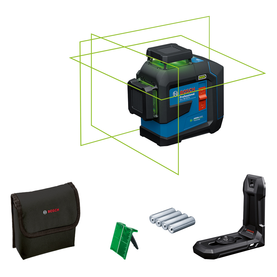 Лазерен нивелир Bosch Professional GLL 80-33 G, зелен лазер 3x360°