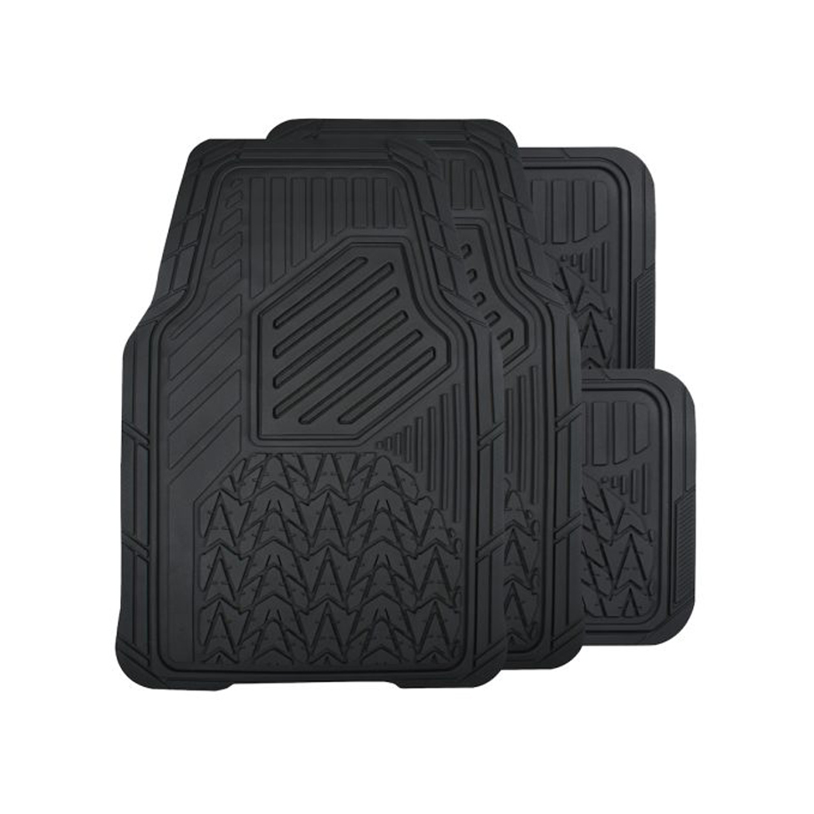 CARE Car Floor Mats – PVC, Black, Set of 4, Universal Fit