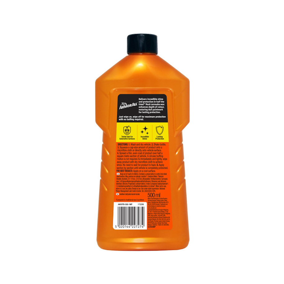 ARMOR ALL Бърза вакса Speed Wax 500 ml – полираща вакса с карнауба за автомобилен лак