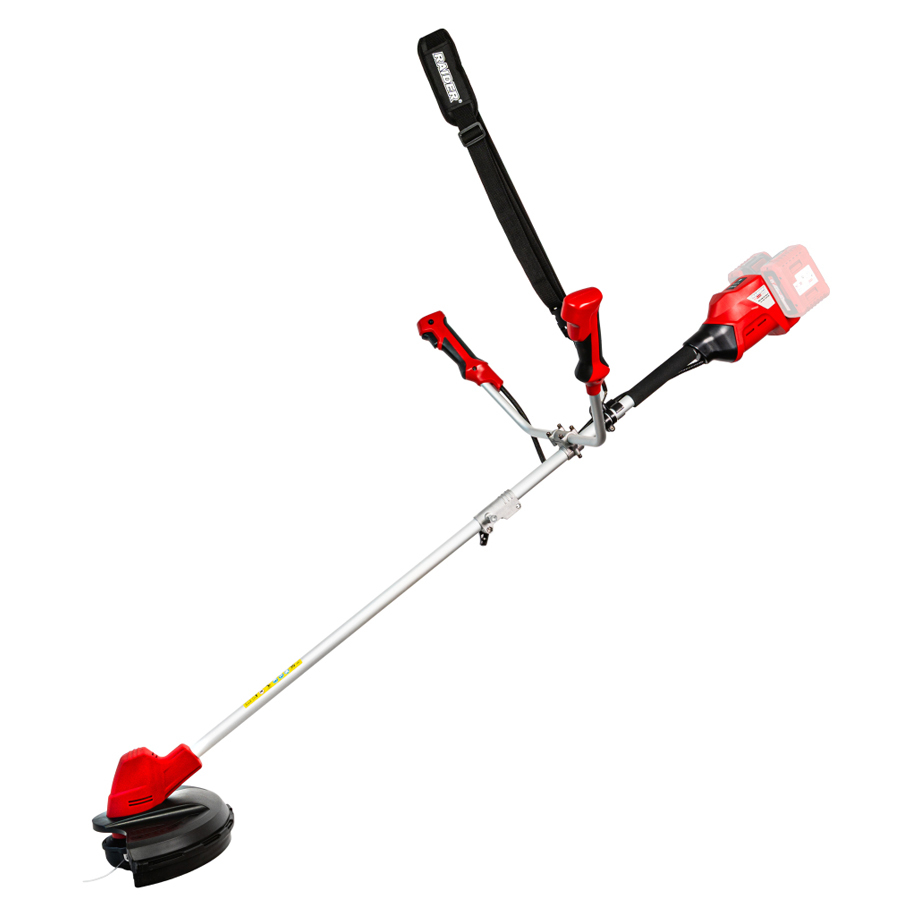 Акумулаторна безчеткова коса RAIDER PRO RDP-SBC20, 40 V (2x20 V), широчина на косене 30 cm, нож и корда, Solo