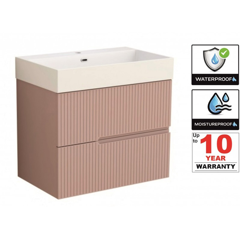 Шкаф за баня с умивалник INTER CERAMIC ELORIA 7056P, розов, PVC, 71 см