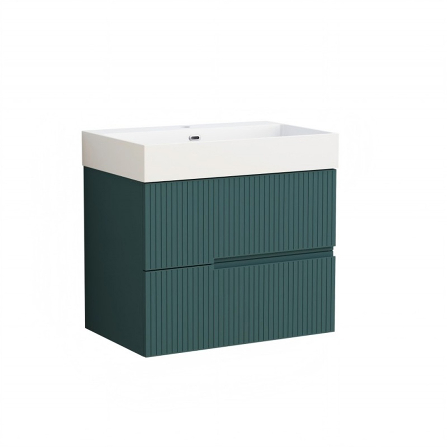 INTER CERAMIC ELORIA 7056DG Bathroom Vanity Unit with Basin, PVC, Dark Green, 71 cm