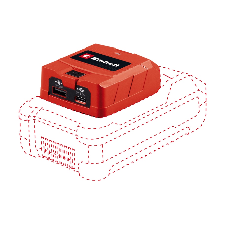 Einhell TC-CP 18 Li USB A/C-Solo USB Battery Adapter, 18 V Power X-Change, Bare Tool