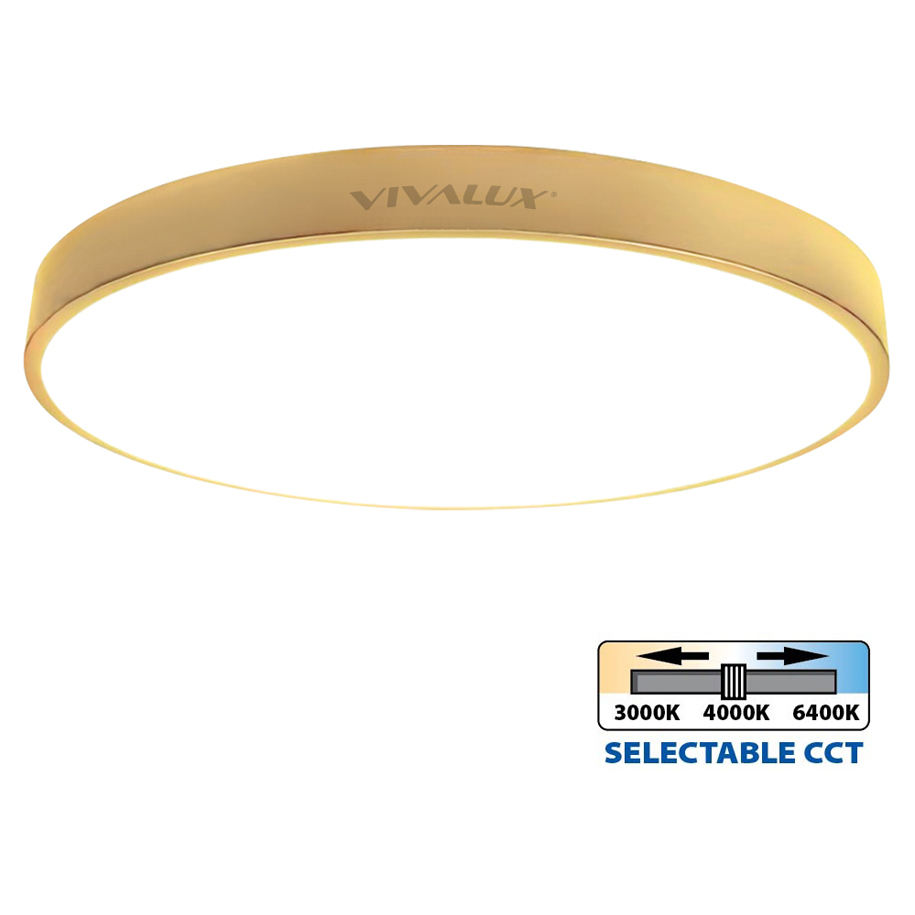 LED плафон VIVALUX LUKA LED 35W CCT, Ø40 cm, злато