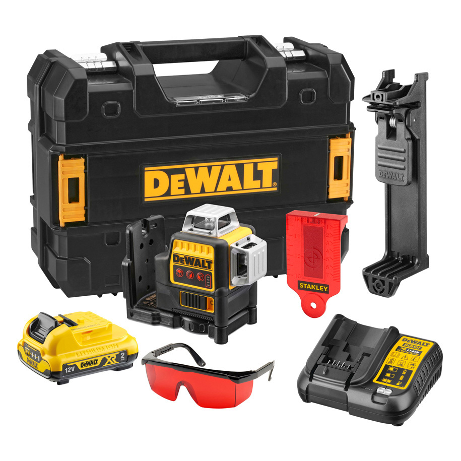 Лазерен нивелир DEWALT DCE089D1R-QW, 12V XR, 3x360° червен лъч