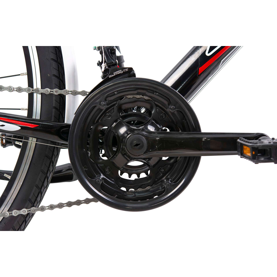 28-inch wheels roll smoothly over city asphalt