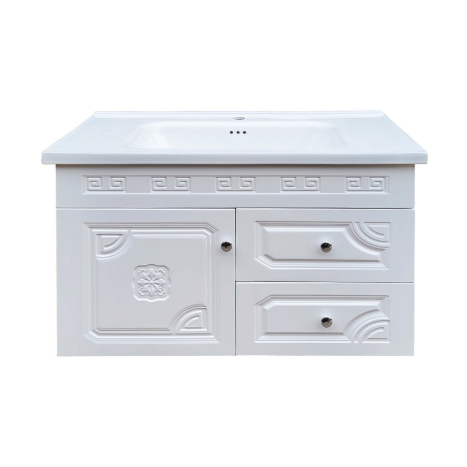 SYNCHRO 8912-90 Bathroom Vanity Unit with Basin, 91 cm, White, PVC