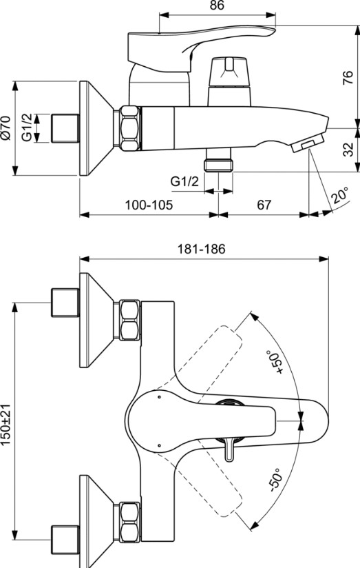 Metal lever with hot and cold indicator